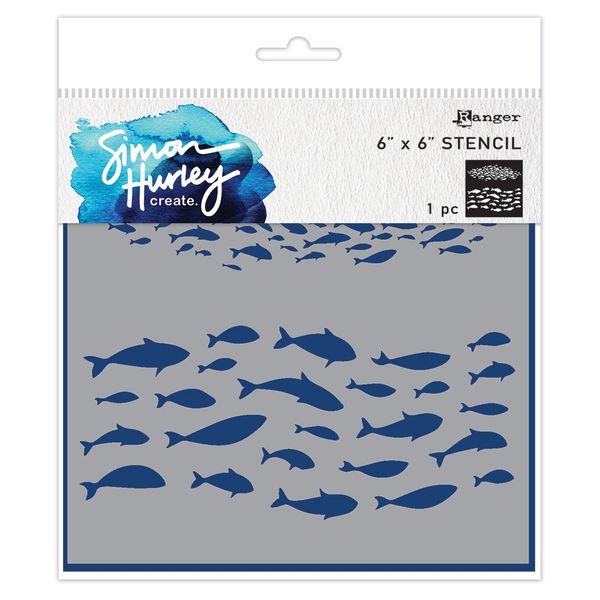 Simon Hurley create. Fish Frenzy 6"X6" Stencil
