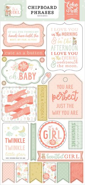 Echo Park Paper Company It's A Girl 6x13 Chipboard Phrases
