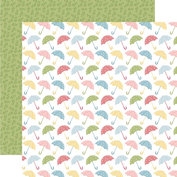 Echo Park In Full Bloom: Hello Spring Umbrellas 12x12 Patterned Paper