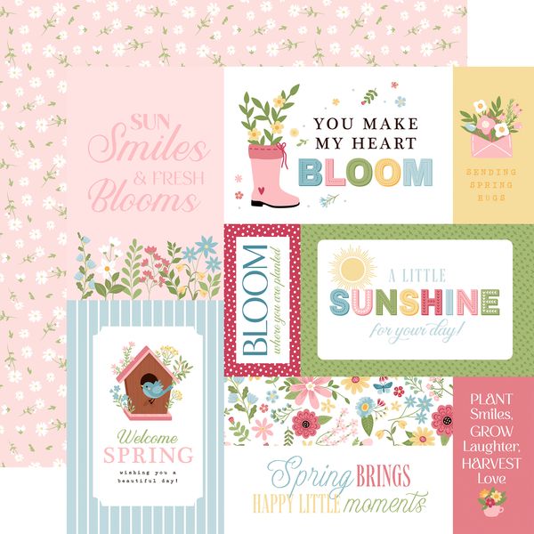 Echo Park In Full Bloom: Multi Journaling Cards 12x12 Patterned Paper