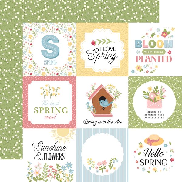 Echo Park In Full Bloom: 4x4 Journaling Cards 12x12 Patterned Paper