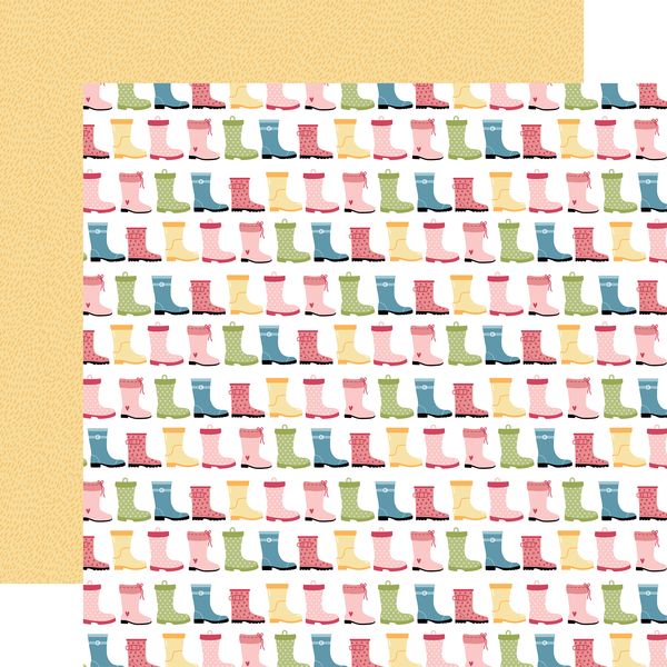 Echo Park In Full Bloom: Put On Your Rainboots 12x12 Patterned Paper
