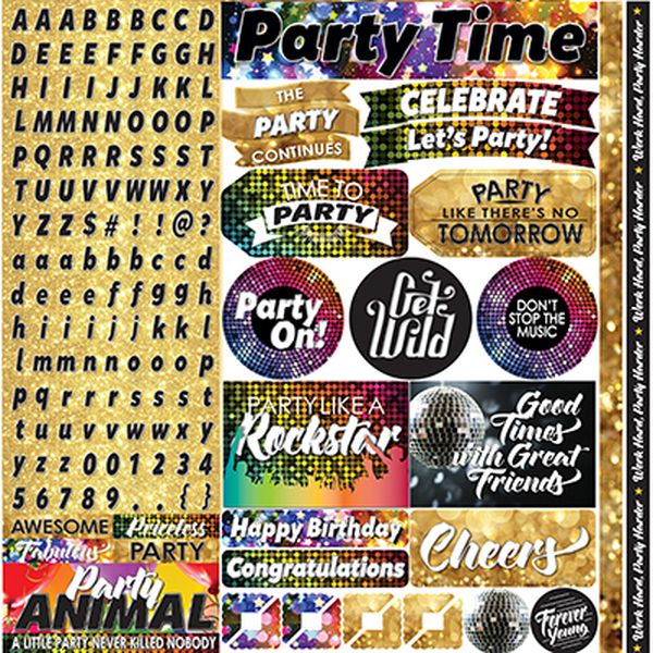 Reminisce It's Party Time 12x12 Alpha Variety Stickers