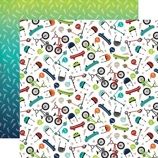 Echo Park Imagine That Boy  Pop a Wheelie 12x12 DS Paper (1 Sheet)