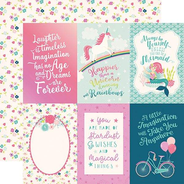 Echo Park Imagine That Girl 3x4 Journaling Cards 12x12 DS Paper (1 Sheet)