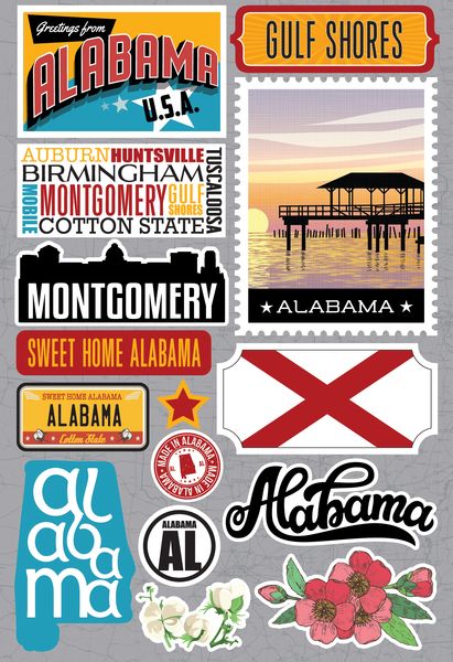 Reminisce Alabama Jetsetters 3D Stickers 3.0
