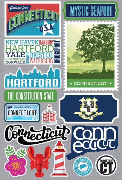 Reminisce Connecticut Jetsetters 3D Stickers 3.0