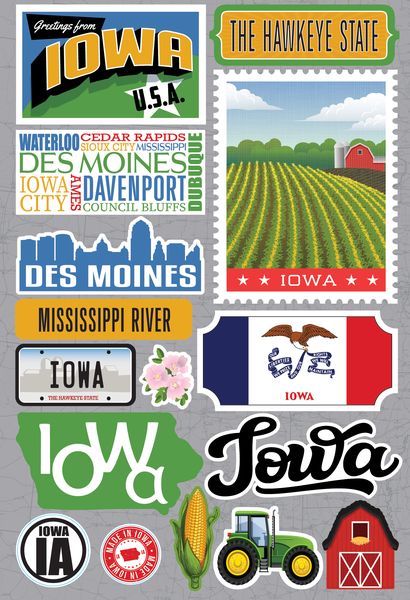 Reminisce Iowa Jetsetters 3D Stickers 3.0