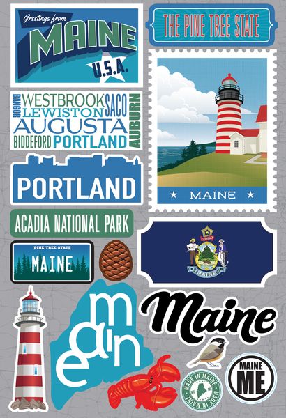 Reminisce Maine Jetsetters 3D Stickers 3.0