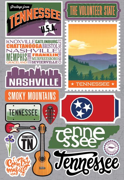 Reminisce Tennessee Jetsetters 3D Stickers 3.0