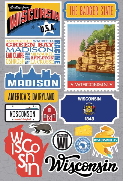 Reminisce Wisconsin Jetsetters 3D Stickers 3.0