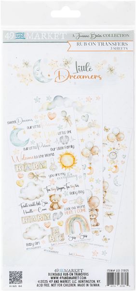 49 and Market Little Dreamer 6"X12" Rub-On Transfer Set