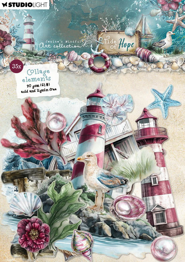 Studio Light JMA Paper Elements 35 Collage Elements Tide of Hope 35 Pieces
