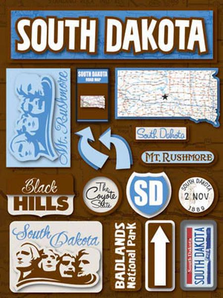 Reminisce Jetsetters 1.0 South Dakota 3D Stickers