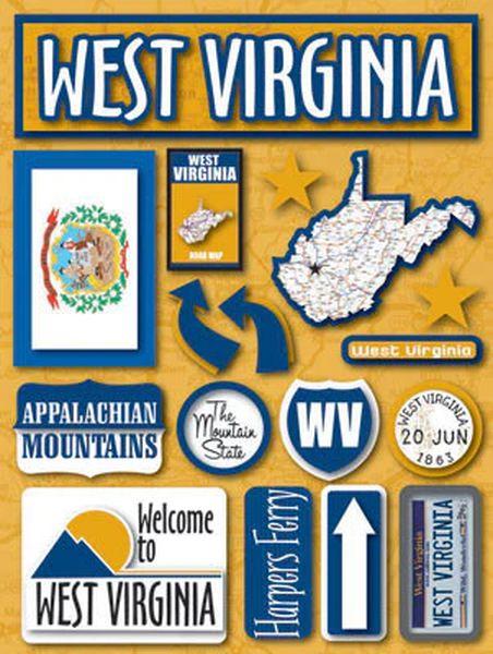 Reminisce Jetsetters 1.0 West Virginia 3D Stickers