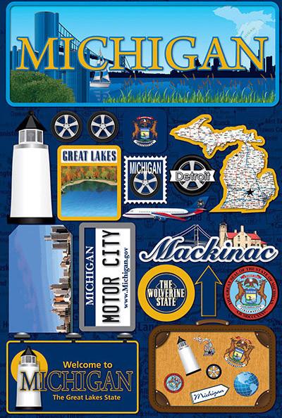 Reminisce Michigan Jetsetters 3D Stickers