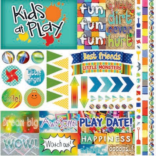 Reminisce Kids at Play 12x12 Sticker Sheet
