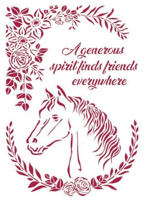 Stamperia Horse W/Flowers, Romantic Horses Stencils