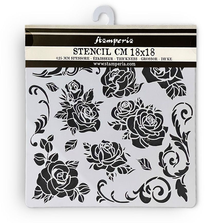 Stamperia Stencil 7"X7"-Shabby Rose Rose Pattern