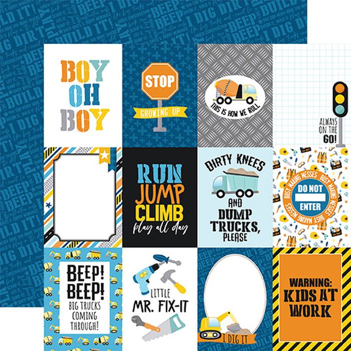Echo Park - Little Builder 3x4 Journaling Cards 12x12 DS Patterned Paper (1 Sheet)