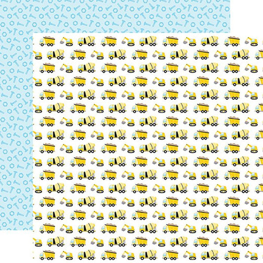 Echo Park - Little Builder Let's Dig Trucks 12x12 DS Patterned Paper (1 Sheet)