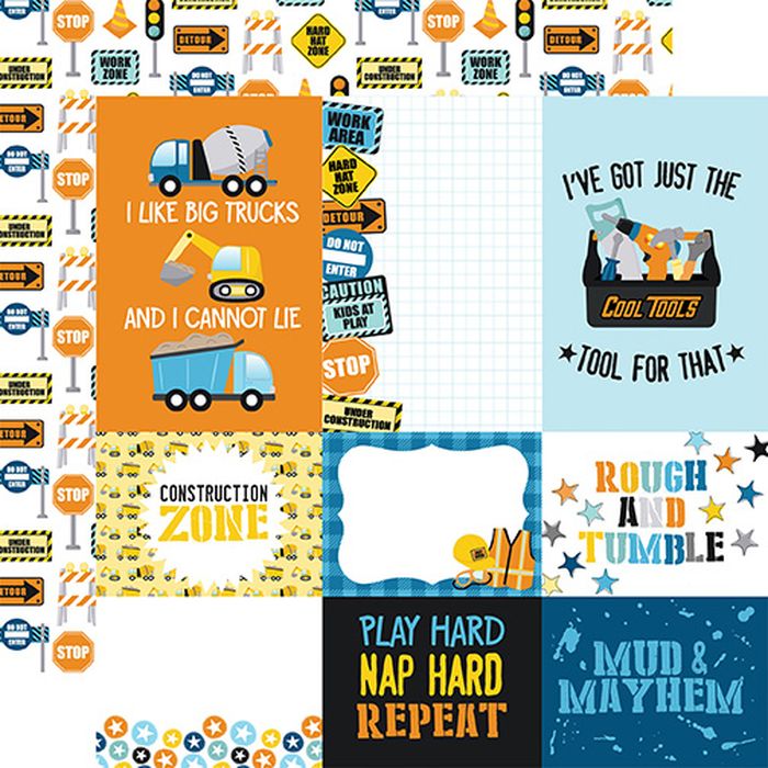 Echo Park - Little Builder Multi Journaling Cards 12x12 DS Patterned Paper (1 Sheet)
