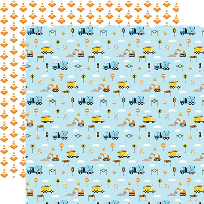 Echo Park - Little Builder Beep Beep Vroom Vroom  12x12 DS Patterned Paper (1 Sheet)