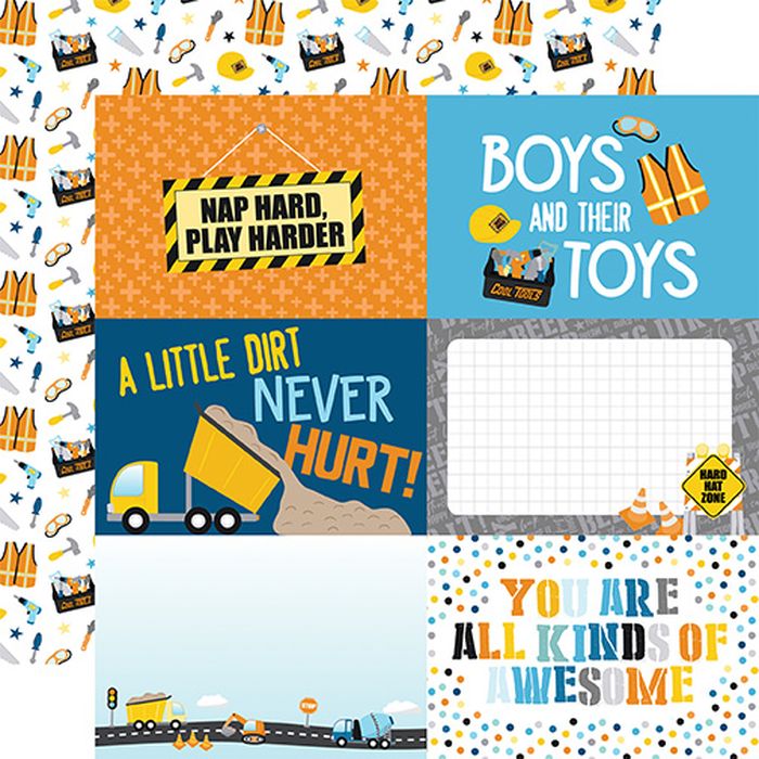 Echo Park - Little Builder 6x4 Journaling Cards 12x12 DS Patterned Paper (1 Sheet)