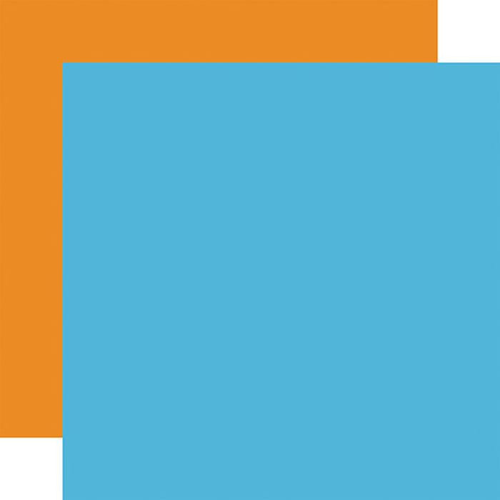 Echo Park - Little Builder Blue / Orange 12x12 Coordinating Solid Paper (1 Sheet)