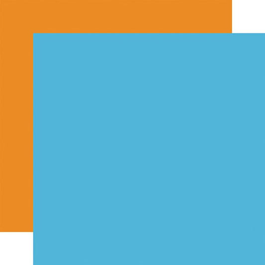 Echo Park - Little Builder Blue / Orange 12x12 Coordinating Solid Paper (1 Sheet)