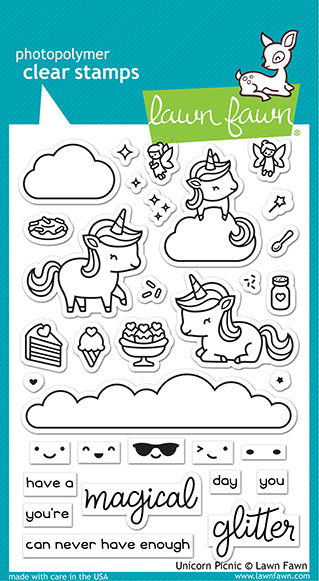 Lawn Fawn Unicorn Picnic Stamp Set