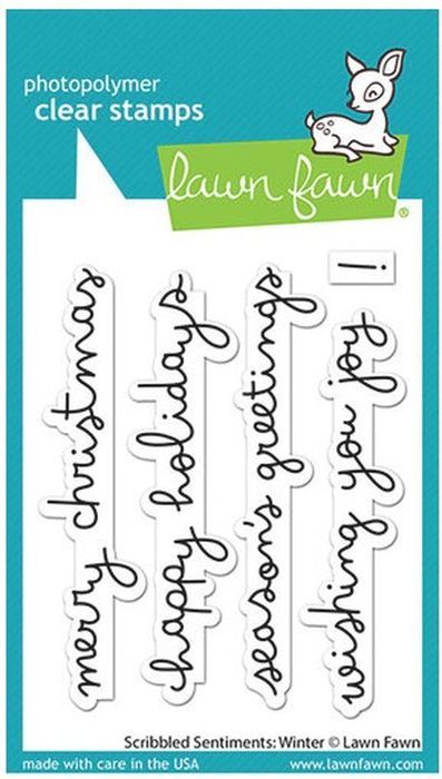Lawn Fawn Scribbled Sentiments Winter Clear Stamps