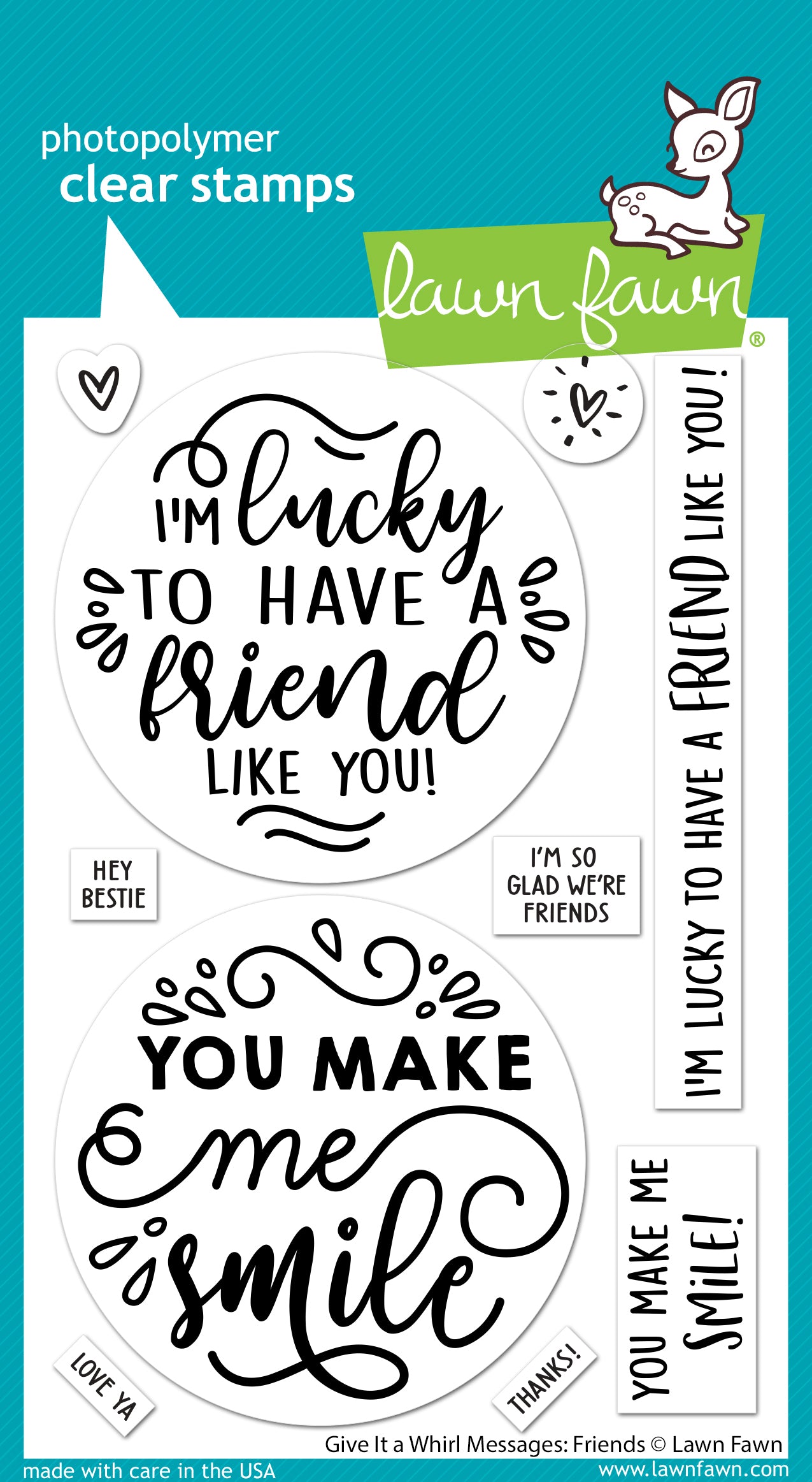 Lawn Fawn Give it a Whirl Messages Friends Stamp Set