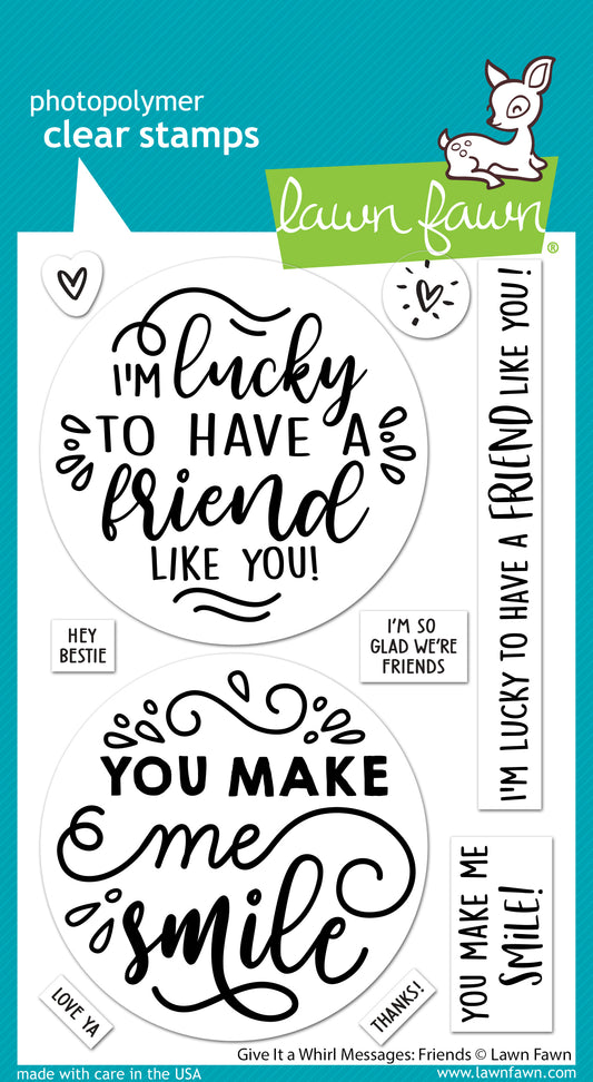 Lawn Fawn Give it a Whirl Messages Friends Stamp Set