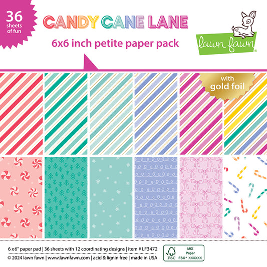 Lawn Fawn Paper - Candy Cane Lane - 6x6 Petite Paper Pack