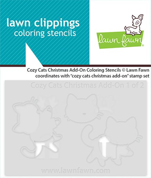 Lawn Fawn Cozy Cats Christmas Add-On Coloring Stencils