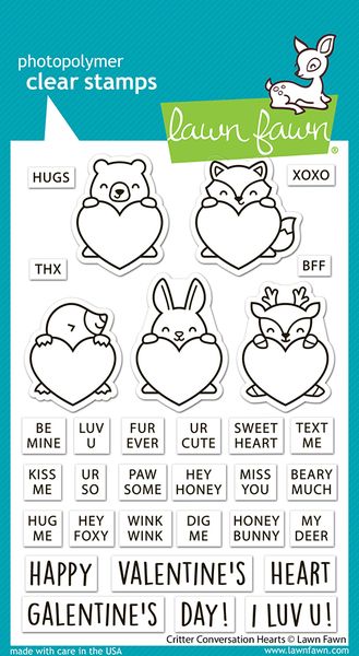 Lawn Fawn Critter Conversation Hearts Stamp Set