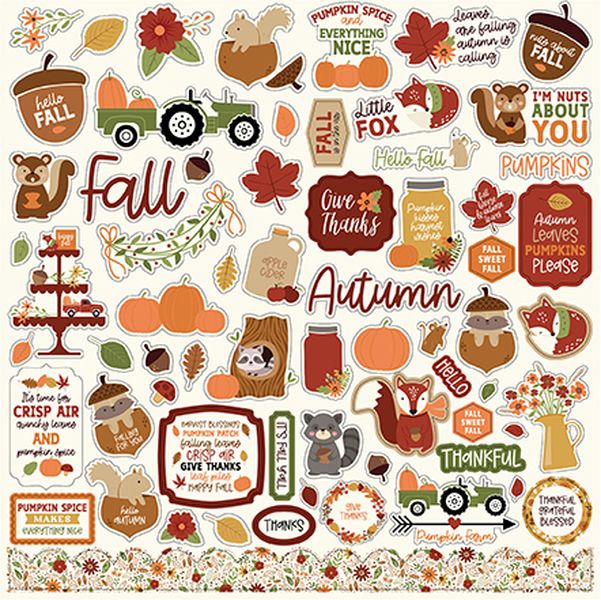 I Love Fall 12X12 Sticker