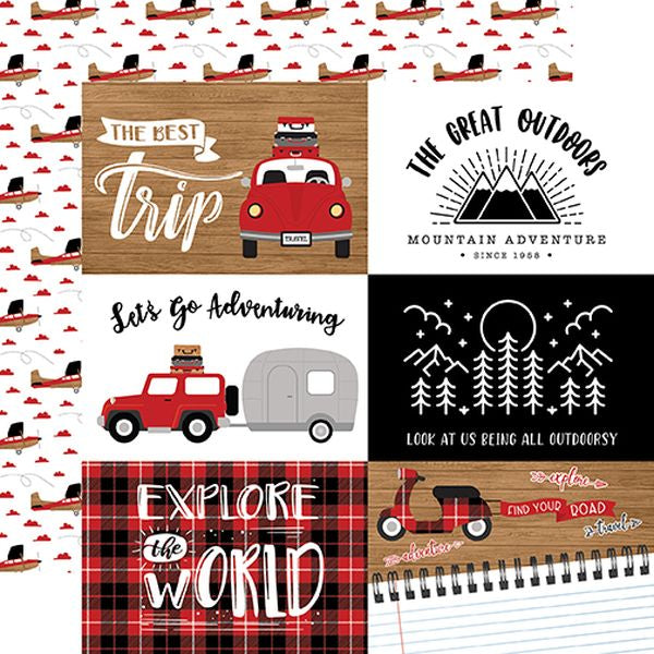 Echo Park Let's Go Anywhere: 6X4 Journaling Cards DS Paper (1 Sheet)