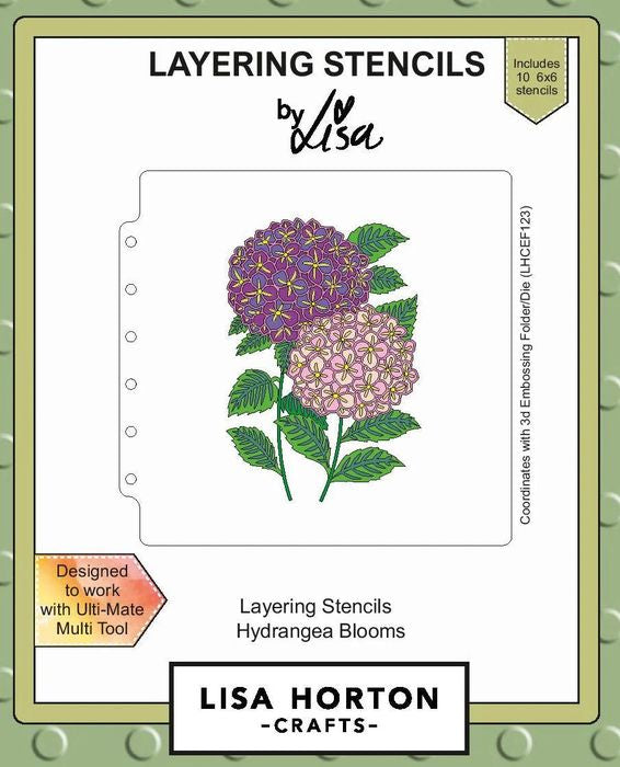 Lisa Horton Hydrangea Blooms 6x6 Layering Stencils