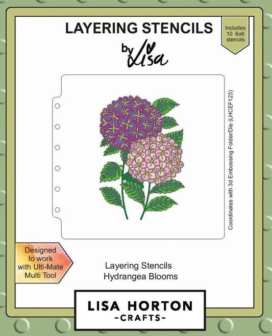 Lisa Horton Hydrangea Blooms 6x6 Layering Stencils