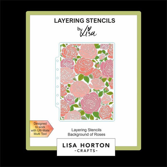 Lisa Horton Crafts Background Of Roses 5x7 Layering Stencils