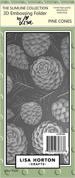Lisa Horton Pine Cones Slimline 3D Embossing Folder