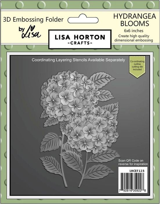Lisa Horton Hydrangea Blooms 6x6 3D Embossing Folder  with Die