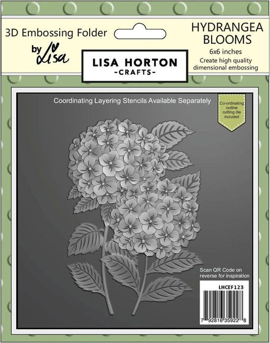 Lisa Horton Hydrangea Blooms 6x6 3D Embossing Folder  with Die