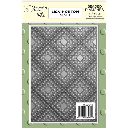 Lisa Horton Crafts 3D Embossing Folder 5"X7"-Beaded Diamonds