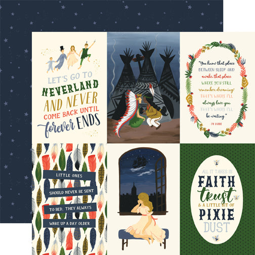 Echo Park Lost in Neverland: 4x6 Journaling Cards DS Paper (1 Sheet)