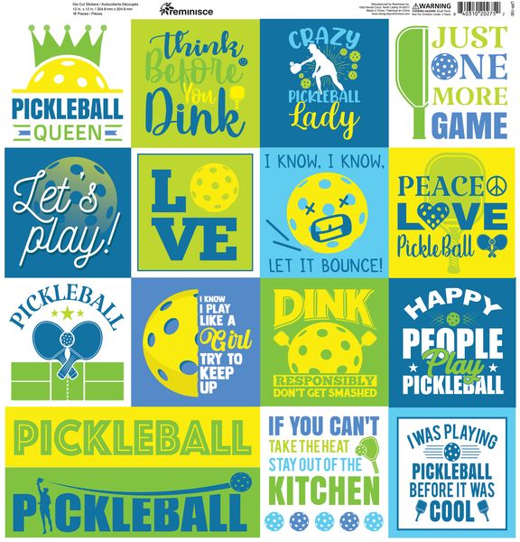 Reminisce Let's Play Pickleball 12X12 Sticker