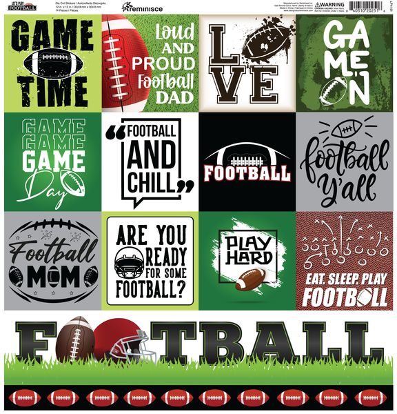 Reminisce Let's Play Football 12X12 Sticker