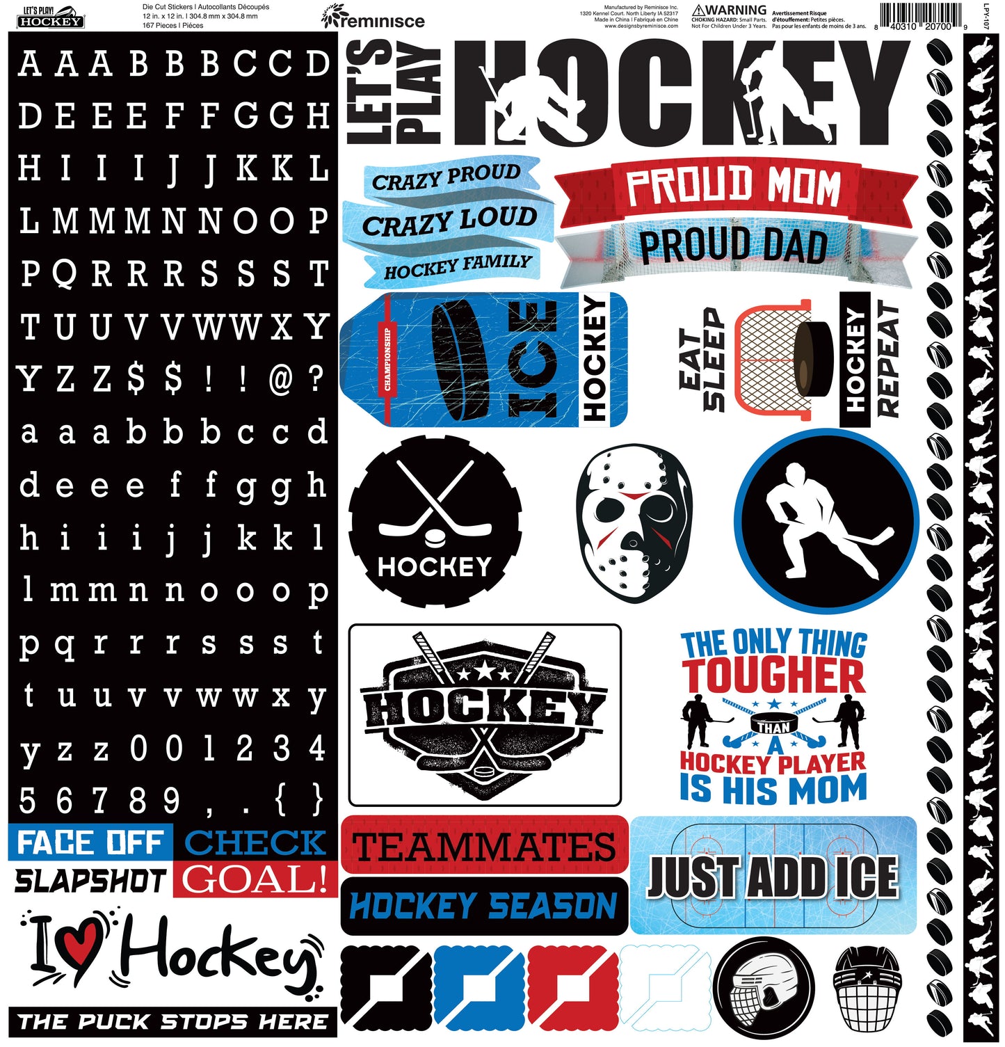 Reminisce Let's Play Hockey 12x12 Sticker